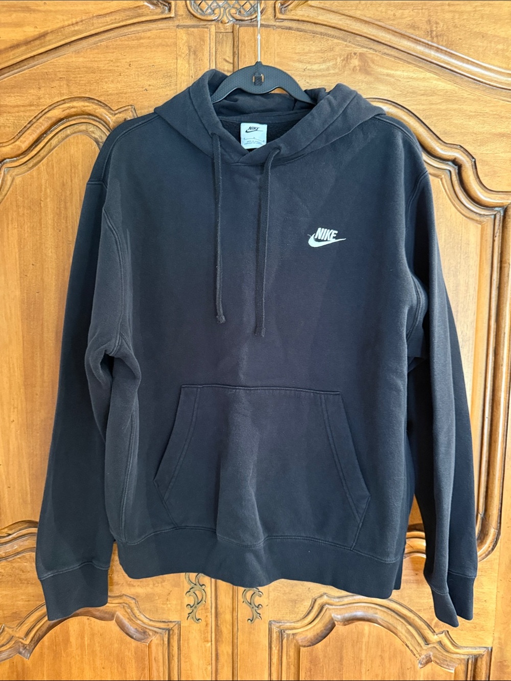 Nike Black Men's Pullover Hoodie with White Swoosh